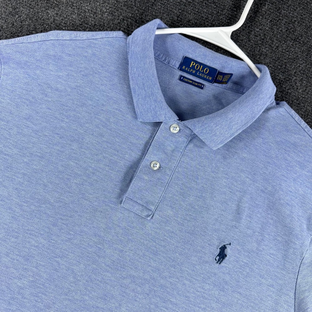 Polo Ralph Lauren Polo Shirt Mens XXL 2XL Blue Custom Slim Fit Short Sleeve Pony